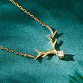 CAOSHI Elegant Antlers Design Round Cubic Zirconia Gold Plated Necklaces for Women Christmas Day Gift Pendant Necklaces Jewelry