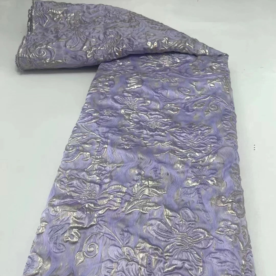 Lilac Jacquard Brocade Fabric Embroidery French Lace Silk Brocade Fabric