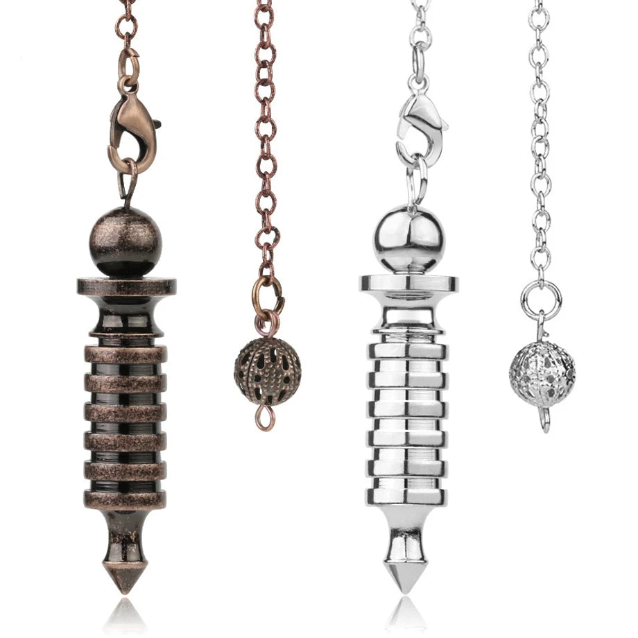 Antique Gold Silver Metal Pendulum Pendant Eye-Shaped Stone Pendulums for Dowsing Cone Reiki Pyramid Detachable Jewelry