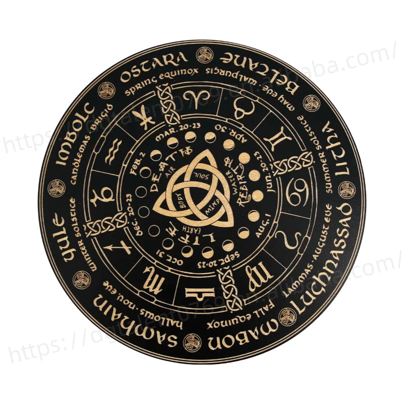 Tailai 6-8Inch Art Wooden Dowsing Divination Moons Witchcraft Wiccan Altar Supplies Year Black Crystal Pendulum Laser Decorative