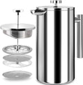 Superior Quality Double Wall Vacuum Insulated Stainless Steel French Press Plunger Coffee and Tea Maker Metal Set for Drinkware