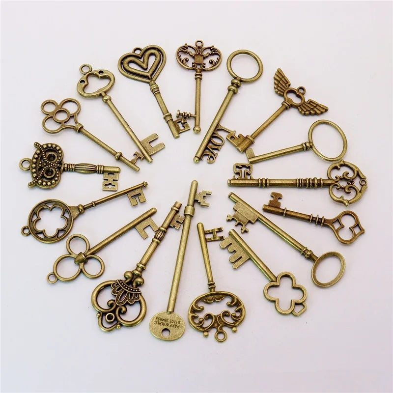 Antique Bronze Vintage Key Pendant 37 Styles Alloy Keychain Charms for Key Chain Jewelry Making DIY Fashion Pendants & Charms