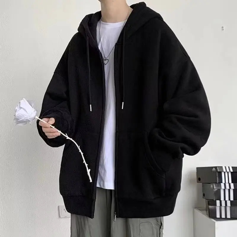 YWGH Men's Sweater Spring and Fall Models Cardigan Hoodie Loose Padded Jacket Casual Tops Men's Winter Sportswear