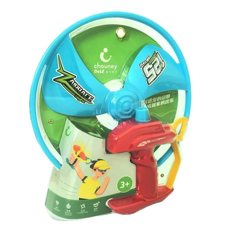 Kids Outdoor Sport Flying Saucer Toys Handheld Flying Disc Launcher Propeller Pull String Spinning UFO Flying Toys