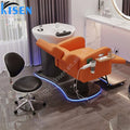 KISEN Luxury Washing Chair Shampoo Bed Hair Salon Washing Chair Electric Washing Chair With Ceramic Basin for Barbershop
