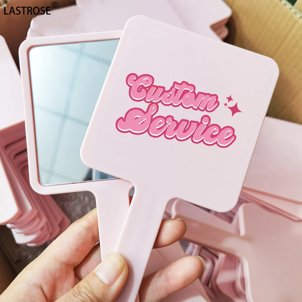 High Quality Personalized Square Handheld Makeup Mirrors Mini Cosmetic Mirrors for Women