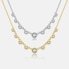FUAMAY 925 Sterling Silver Cubic Zircon Gemstone Pendant Necklace Jewelry White Flower Necklace