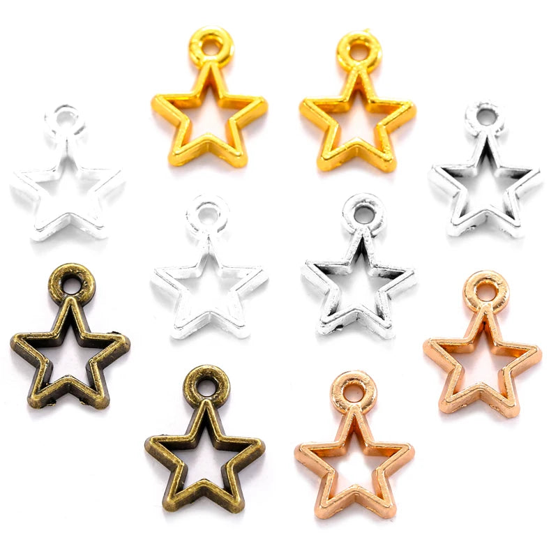 YuenZ 100pcs/bag Fashion Small Star Charms Antique Metal Pendant for Necklace Bracelet Earring Jewelry Making 14*11mm L325