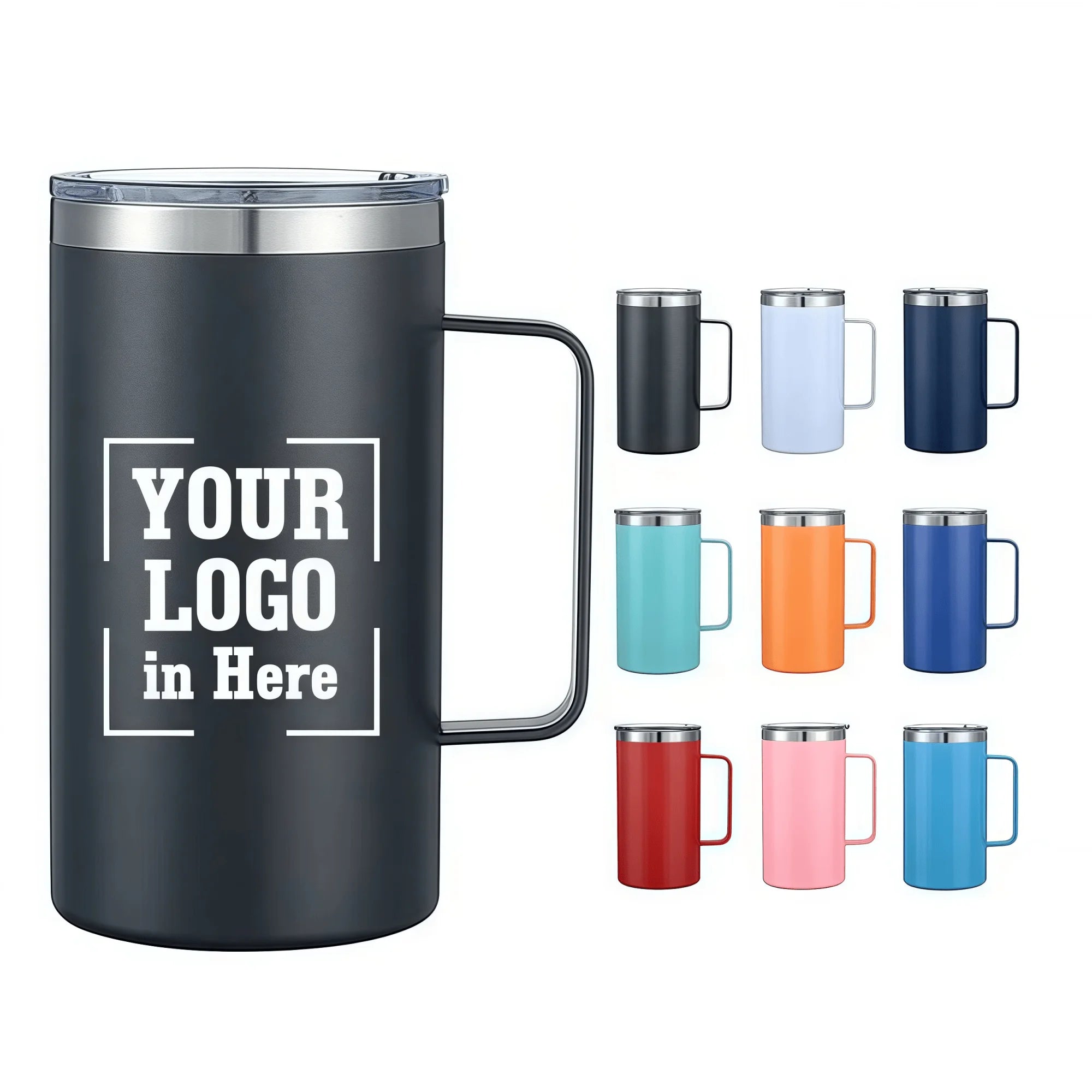 Custom 20oz/550ML Insulated Stainless Steel Tumbler with Handle for Outdoor Adventures & Hot & Cold Drinks