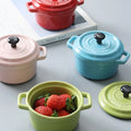 Factory Direct Sale Simple Round Mini Ceramic Master Class Advanced Cookware Bowl with Lid Ceramic Soup Bowl