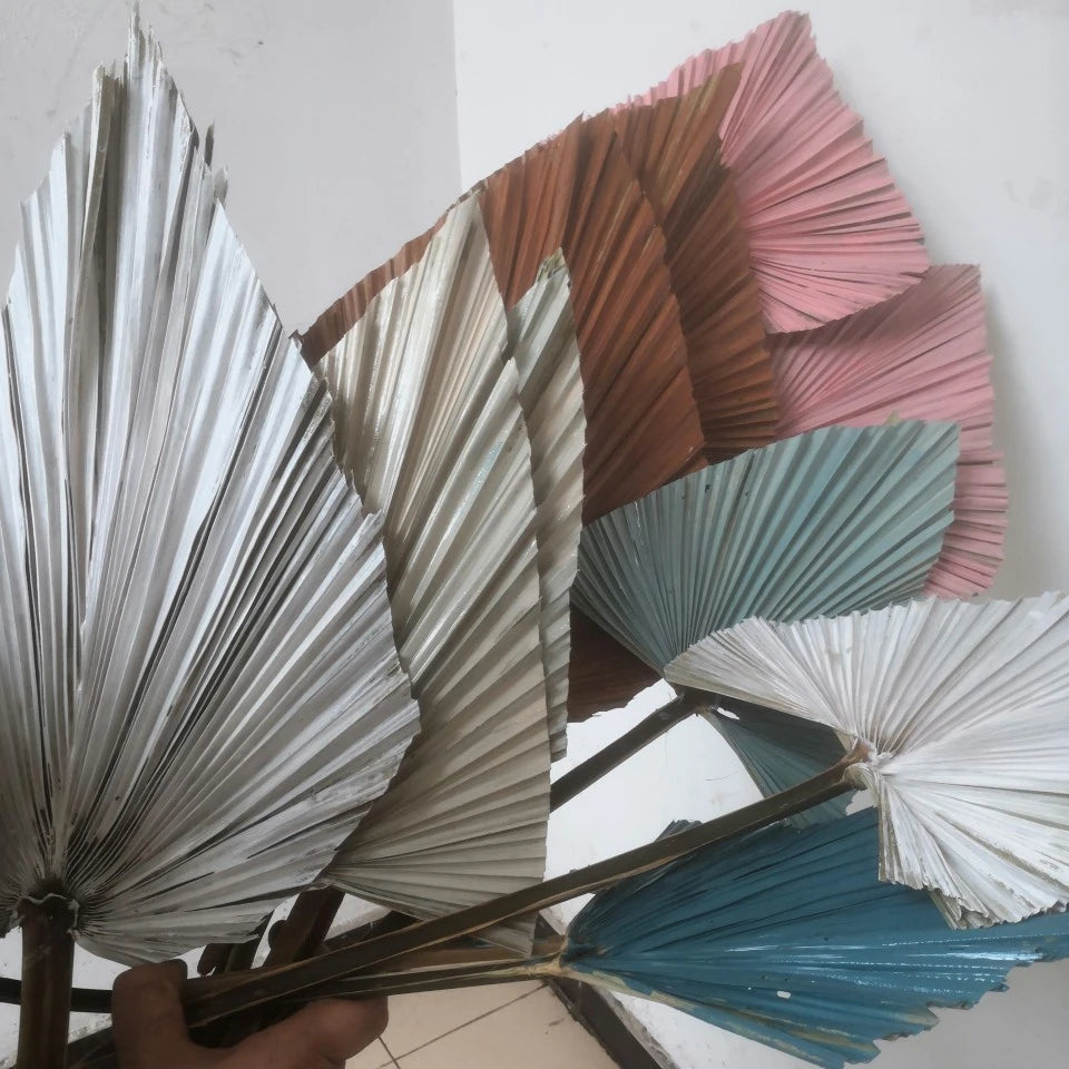 Wedding Home Decorative DIY Heart Shaped Small Natural Real Flowers Pink Copper Dried Palm Leaves