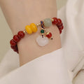 Religious Lucky Jewelry Red Ruby Crystal Gemstone  Braiding Natural Jade Beads Bangle
