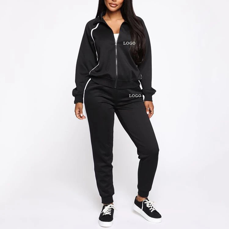 L230638 Factory Custom Active Jogger Suit Training Sweatsuits Women Gym Women's Jacket Hoodie & Joggers Two Piece Pants Set