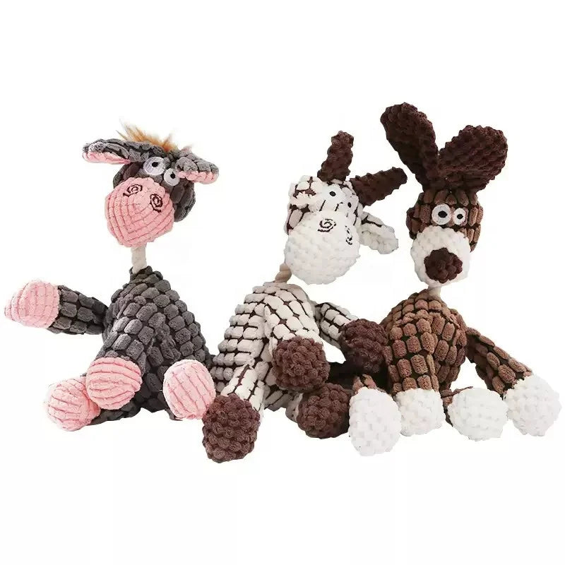 Tough & Durable Indestructible Cartoon Animal Shapes Squeaky Plush Dog Toys Pet Toy for Aggressive Chewers Large Dogs