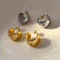 18mm Circle C Shape Wide Star Small Hoop Earrings Shiny Cubic Zircon Huggie Earrings for Women INS Hot Plain Minimalist Jewelry
