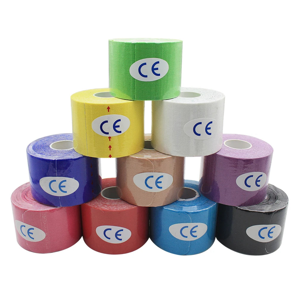 5m Waterproof Elastic Cotton Kinesiology Sports Tape Breathable Eco-Friendly 2in Width Hypoallergenic Adhesive for Sports