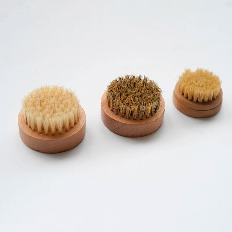 Private Label Eco-Friendly Wood Handle Mini Boar Bristle Barber Beard Brush Cleaning Brush