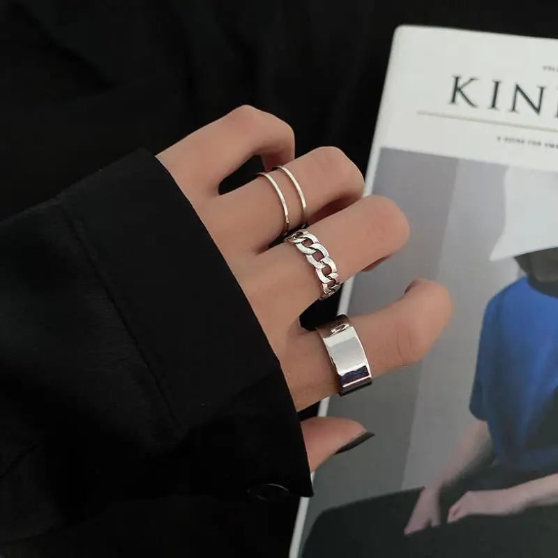 Tik Tok Hot Selling Korean Version New Simple Opening Adjustable Ring Set for Gift