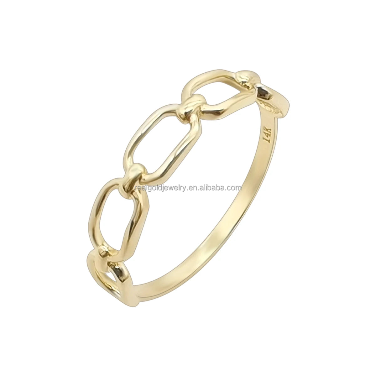 Hot Sale Simple Design 14k Au585 Real Gold Ring Irregular Shape Women Men Jewelry 9K 18K Pure Gold Ring Customized for Girl Gift