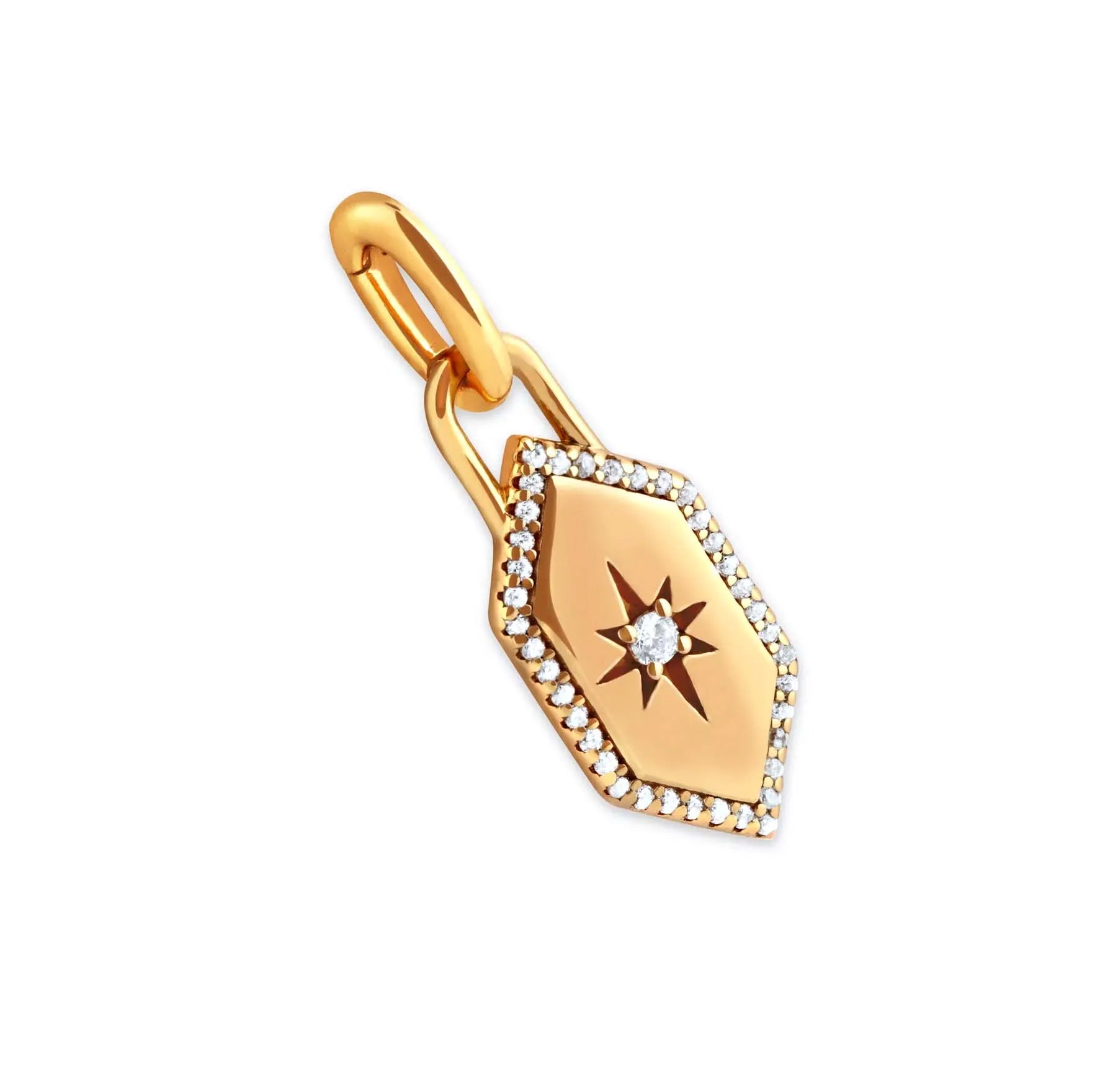 For Modern Custom Trendy Fine Fashion Jewelry for Women 925 Silver 14k Gold Plated Zircon Shield Talisman Charm Necklace