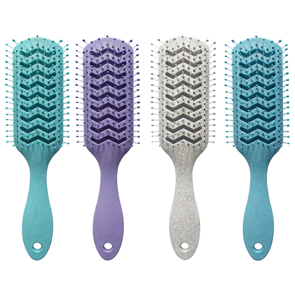 Eco-friendly Wheat Straw Biodegradable Detangle Hairdressing Vented Air Blowing Hairbrush for All Hair Types