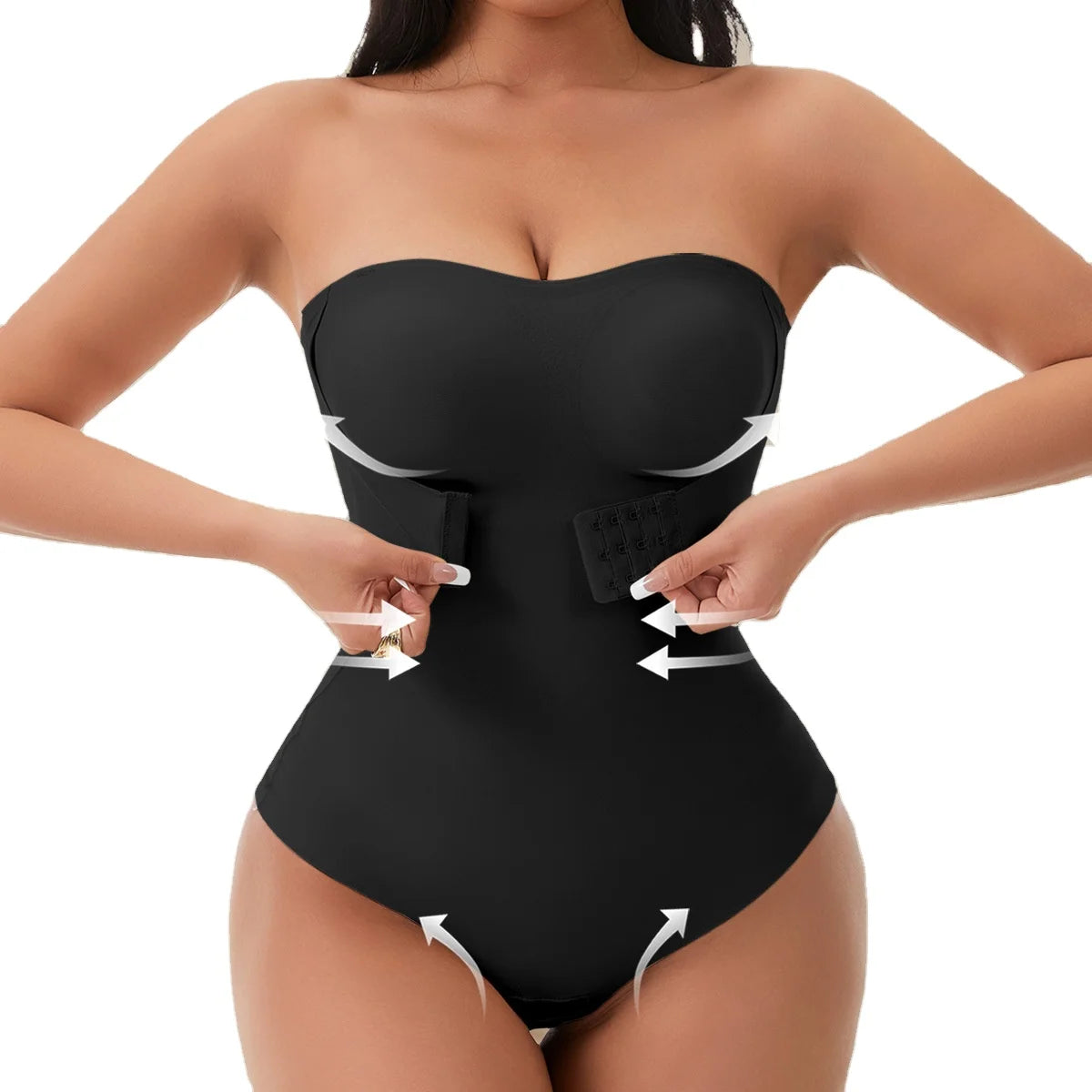 One-Piece Women Shaper Invisible Shoulder Straps Non-Slip Strips Abdomen Buttoned Compression Waist Corset