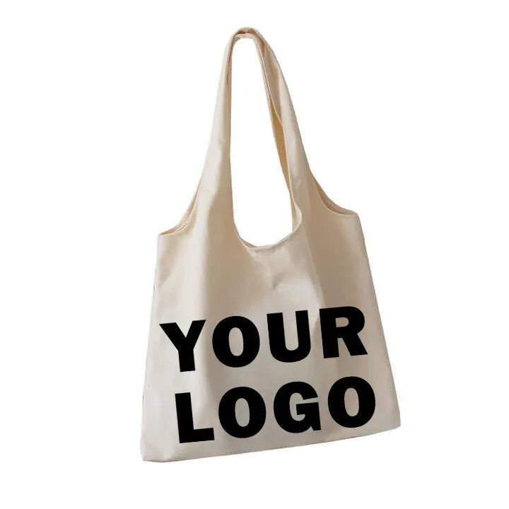 Custom Logo Embroidered New Women's Shoulder Bag Cotton Shopping One Shoulder Carrying Heart Canvas Bag With Custom Printed Logo