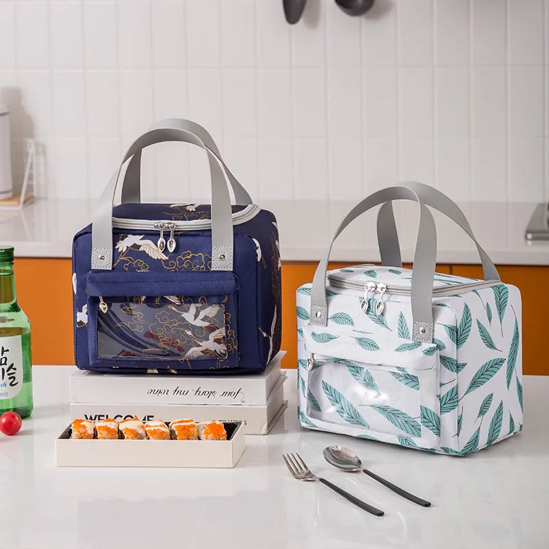 Fashion Large Capacity Insulated Lunch Box Cooler Bags for Women Men Cartoon Printed Flower Tote Picnic Cooler Bags