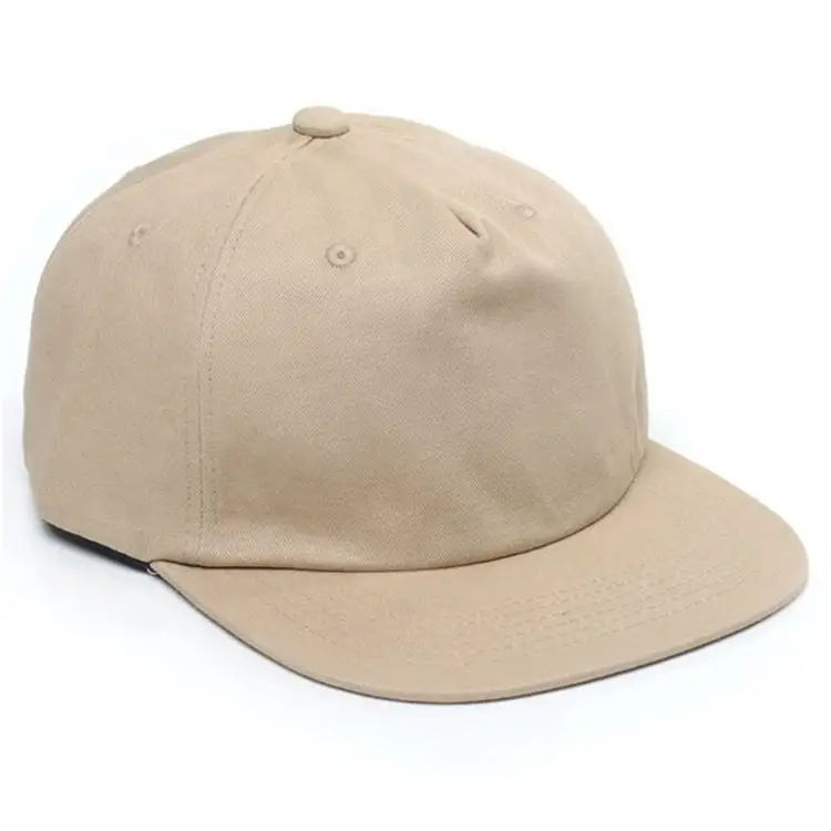 Wholesale 5 Panel Unstructured Blank Fitted Snapback Cap 100% Cotton Canvas Hip Hop Travel Good Quality Flat Brim Hats