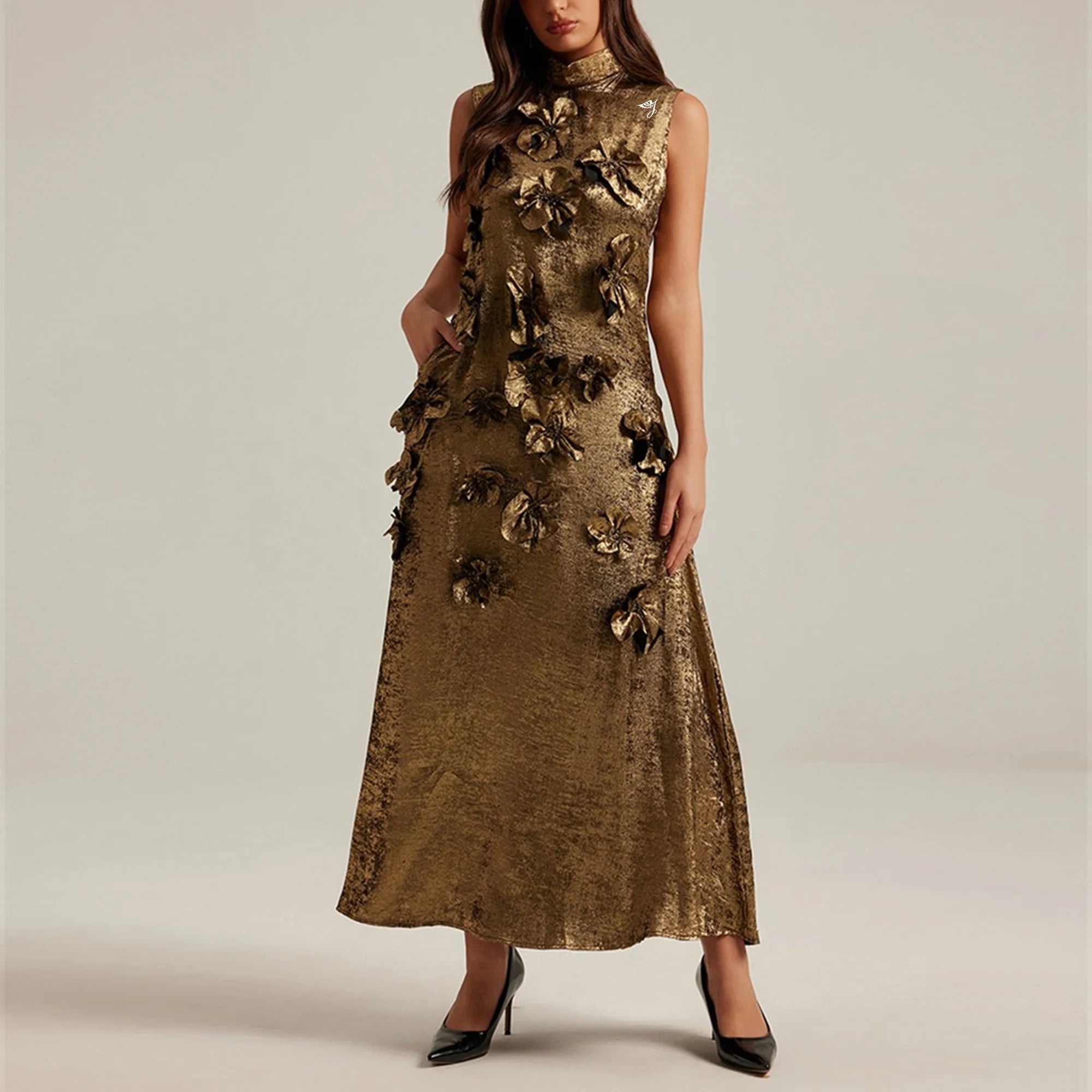 Brand Custom Fashion Sleeveless Dress Lace Decoration Spring Summer Collection Long for Arabian Lady Dubai Middle East Gowns