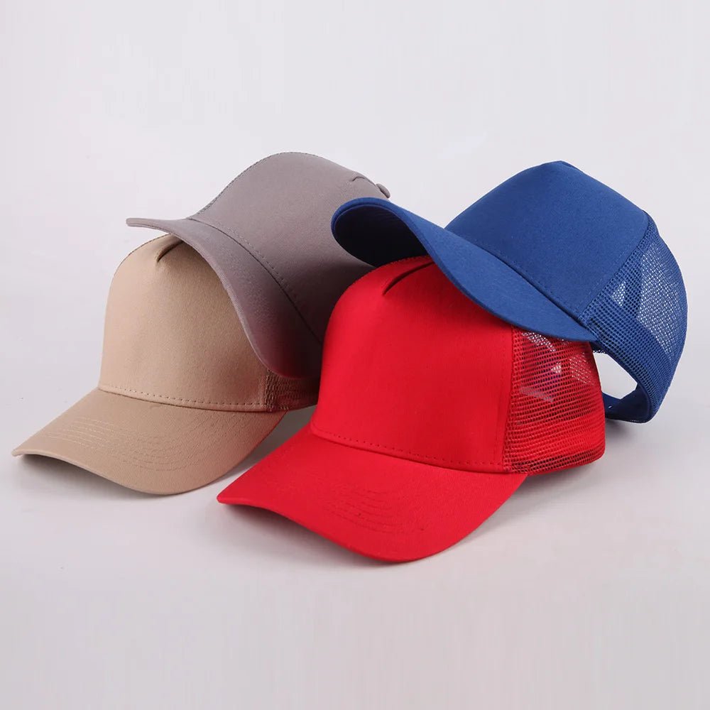 Custom Logo Gorras Classic Adjustable Mesh Trucker Hat Embroidery Patch 5 Panel Blank Cotton Trucker Cap