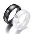 Fashion 6mm Width Men Women Black White Couple Rings Ceramic Ring for Valentine's Day Gift Jewelry Rings