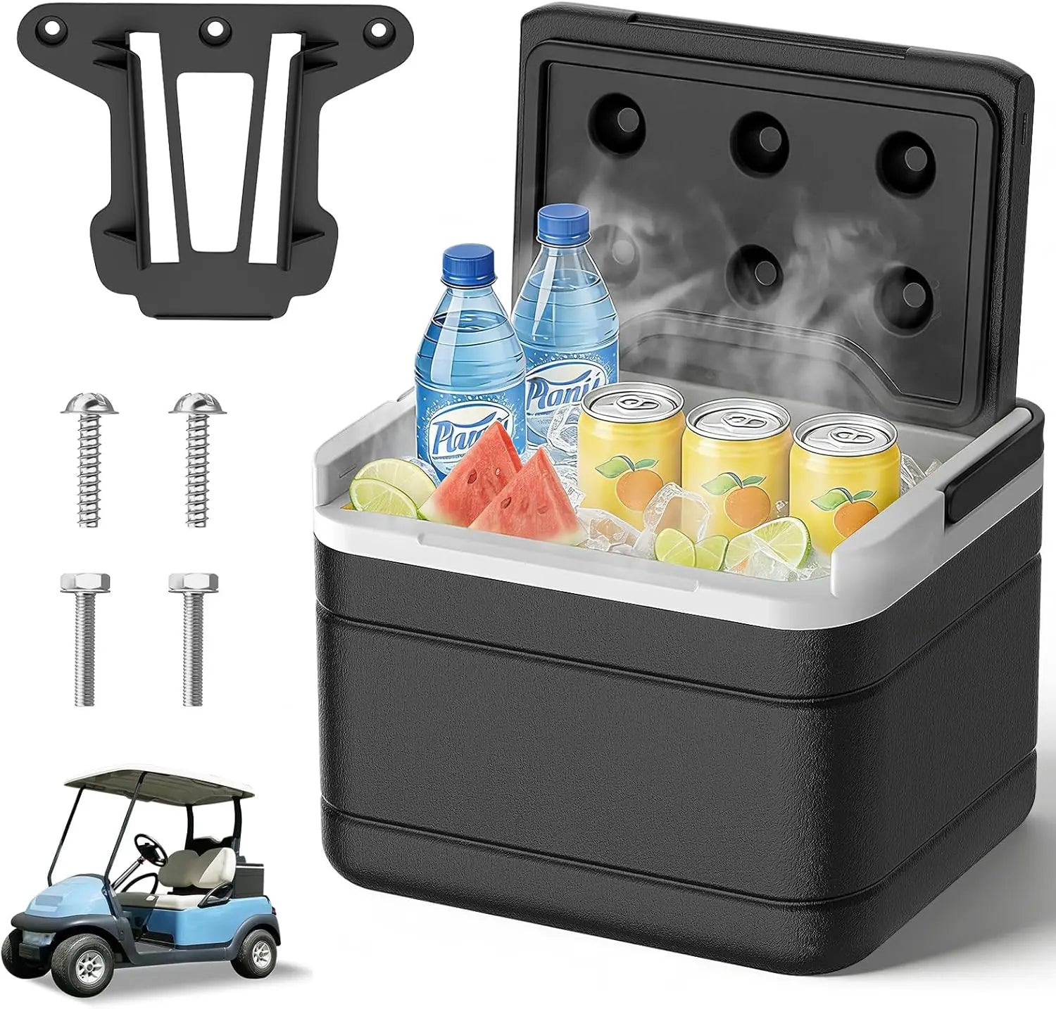 Golf Cart Cooler Ice Cooler Box with Bracket for Club Car Precedent Onward and Tempo Modeal #102588101 103886801