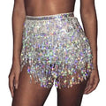 Festival Party Club Rave Sequin Tassel Wrap Skirts Women Dance Hip Scarf