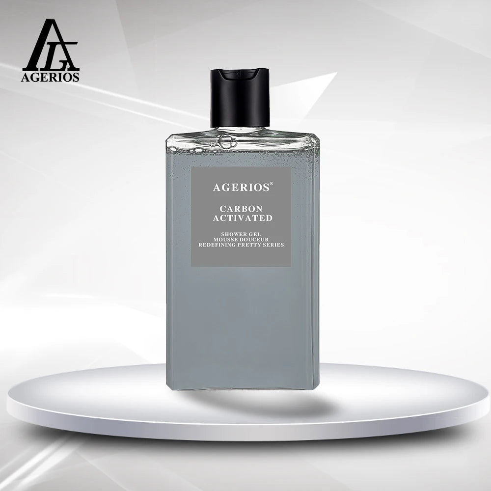 Agerios Luxury Herbal Firming Moisturizing Refreshing Oil-control 300ml Natural Green PET Bottle Liquid Body Wash Men Bubble