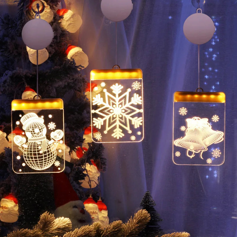 New Design Festival Decorative Holiday Christmas Hanging Lights Window Decor Room Layout 3D Hanging Acrylic Christmas Ornament