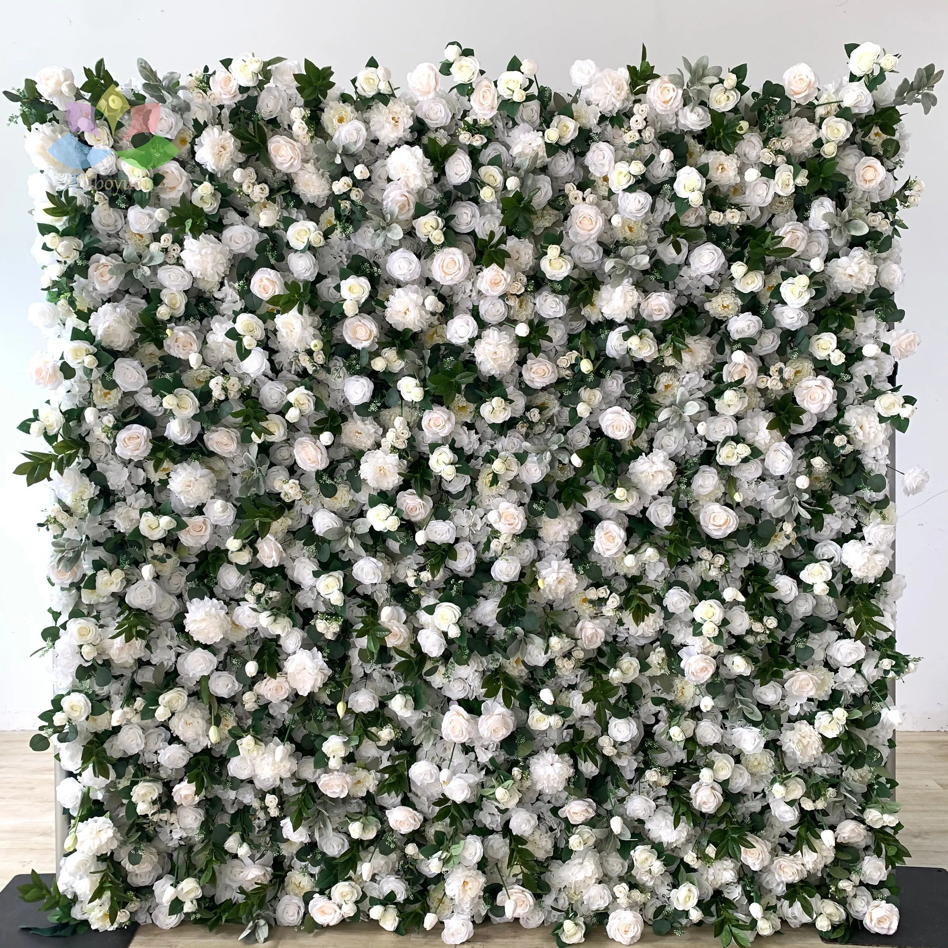 L07 Church Wedding Decor White Greenery 3D 5D Roll up Plant Leaf Panel Green Eucalyptus Artificial Flower