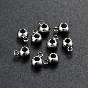 New Stainless Steel Through Hole Bead Welding Ring Round DIY Necklace Bracelet Ears Pendant Word Fashion Hanging Titanium Acc