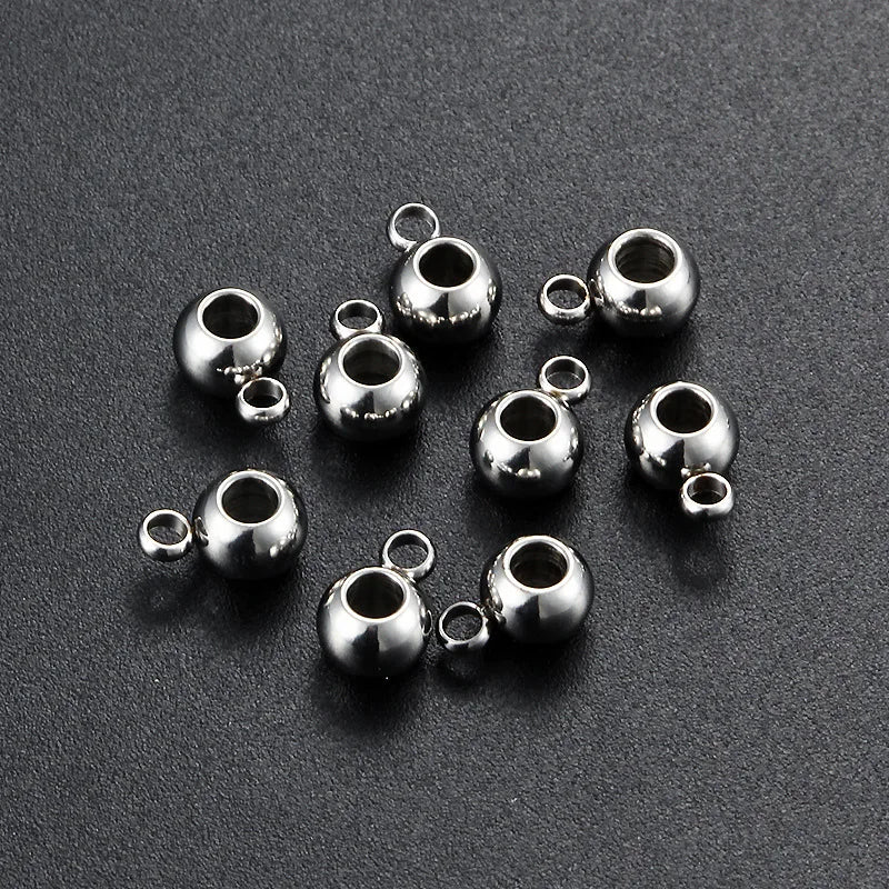 New Stainless Steel Through Hole Bead Welding Ring Round DIY Necklace Bracelet Ears Pendant Word Fashion Hanging Titanium Acc