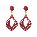 Luxury Multi-Color Full Diamond Water Drop Earrings Women's Banquet Jewelry Gold Heart Shape Rhinestones Fashionable 2024