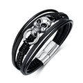 Popular Hiphop Skull Bracelet for Men Wholesale Price Stainless Steel Leather Cuff Bracelet Accept Custom Design Fashion Jewelry