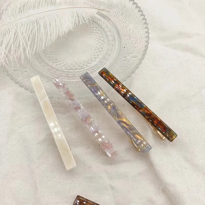 New Arrival French Fashion Marbling Leopard Print Color Women Acetate Hair Clips Rectangle Hairpin for Girls Hair Accessories