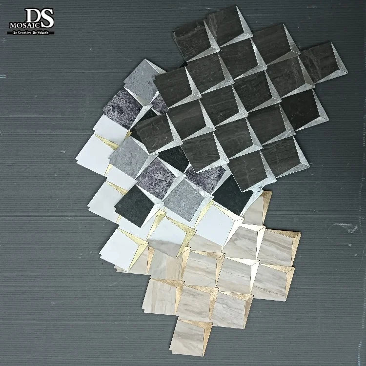 Modern Design Black Gray Diamond Shape Self-Adhesive Aluminum Wall Tile Peel Stick Mosaic Backsplash Aluminum Tiles Mosaiken