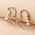 New Fashion Shinny Full Diamond Earrings Temperament Hollow Heart Earrings Delicate Silver Needle Pearl Earrings for Women