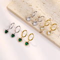 Heart-shaped Zircon Stainless Steel Crystal Women's Drop Dangle Earrings