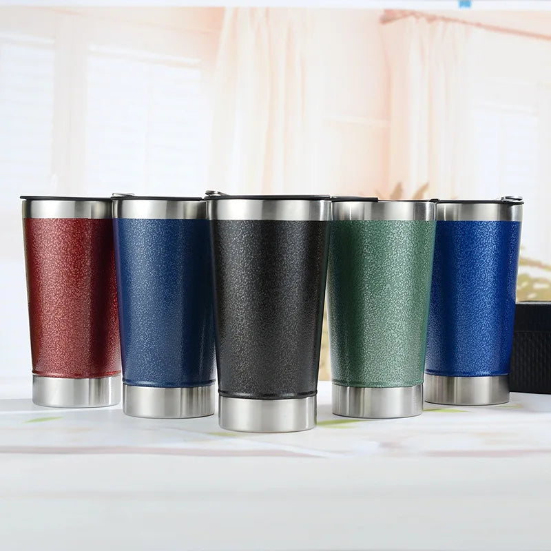 Hammer-Tone Powder Coating Brazil 16oz Beer Hammer Spray Double Wall Water Cup Travel Agency Insulated with Lid Bottle Opener