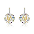 Abiding Handmade 925 Sterling Silver Earring Art Jewelry Busy Garden Natural Multicolor Gemstones Women Clip Drop Earrings