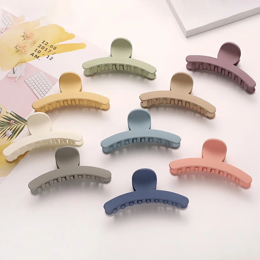 Factory Direct Hair Accessories Women Frosted Grab Clip Simple Large Shark Clip Pure Color Hair Claw
