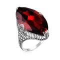 Women Rings Marquise Garnet Stone Silver Jewelry Anniversary Big Sterling Silver Ring