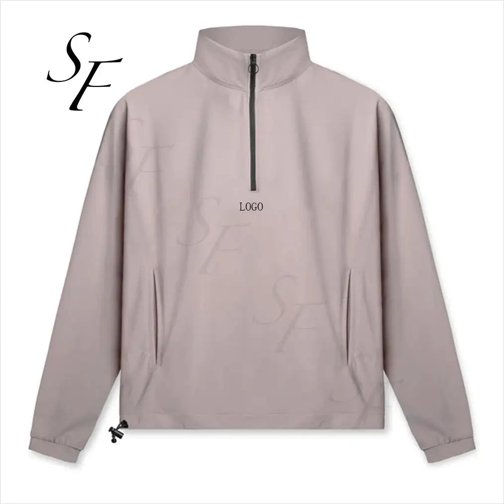 Custom logo Casual Light Weight Spring Quarter Zip Windbreaker Waterproof High Elasticity Men's Jacket